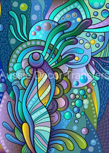 Abstract Aquatic Elements Decoupage Poster