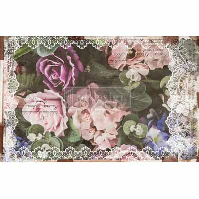 Dark Lace Floral Decoupage Paper