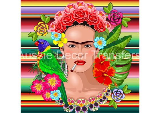 Frida Having a Fag Decoupage Poster