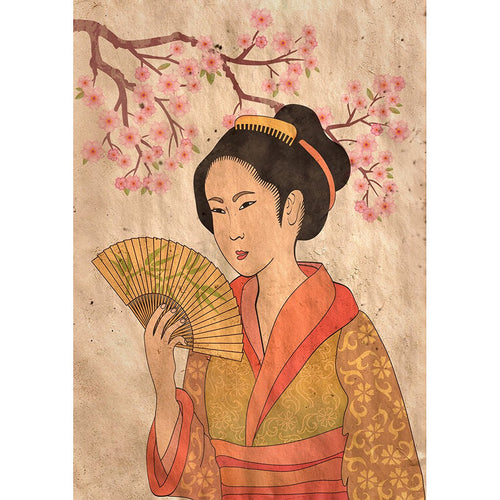 Geisha-Mint Decoupage Paper