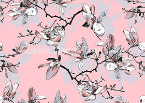 Pink & Grey Magnolias Decoupage Paper