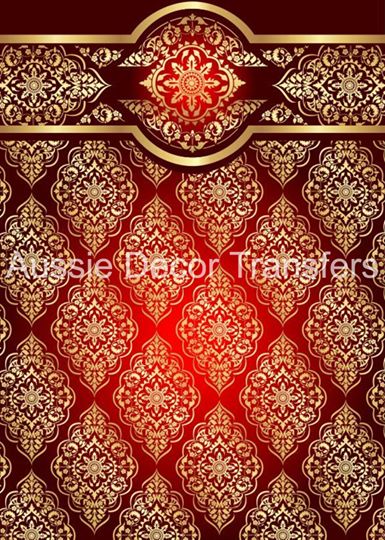 Red & Gold Moroccan Border Decoupage Poster
