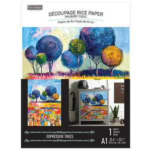 ReDesign A1 Decoupage Rice Paper-Expressive Trees