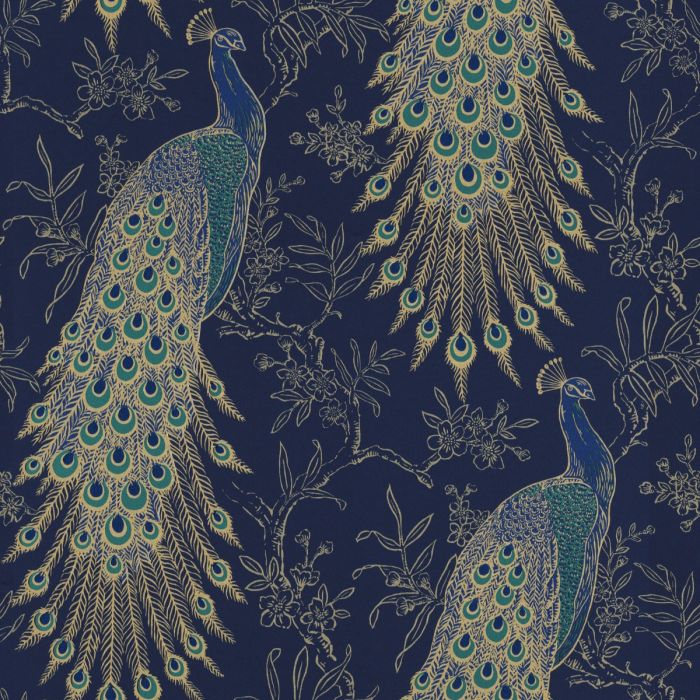 Peacock Wallpaper Navy/Gold